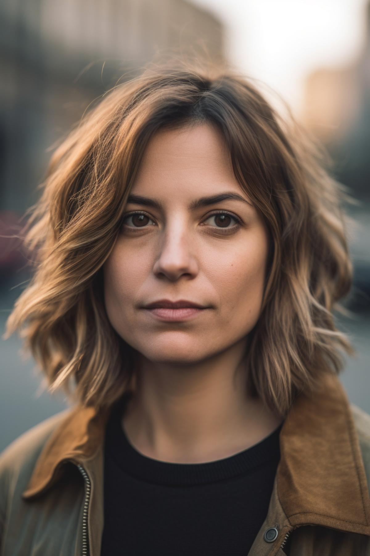 40 year old woman with pixy-bob fusion hairstyle with ombre coloring