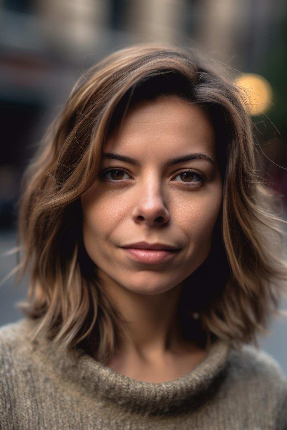 40 year old woman with pixy-bob fusion hairstyle with ombre coloring