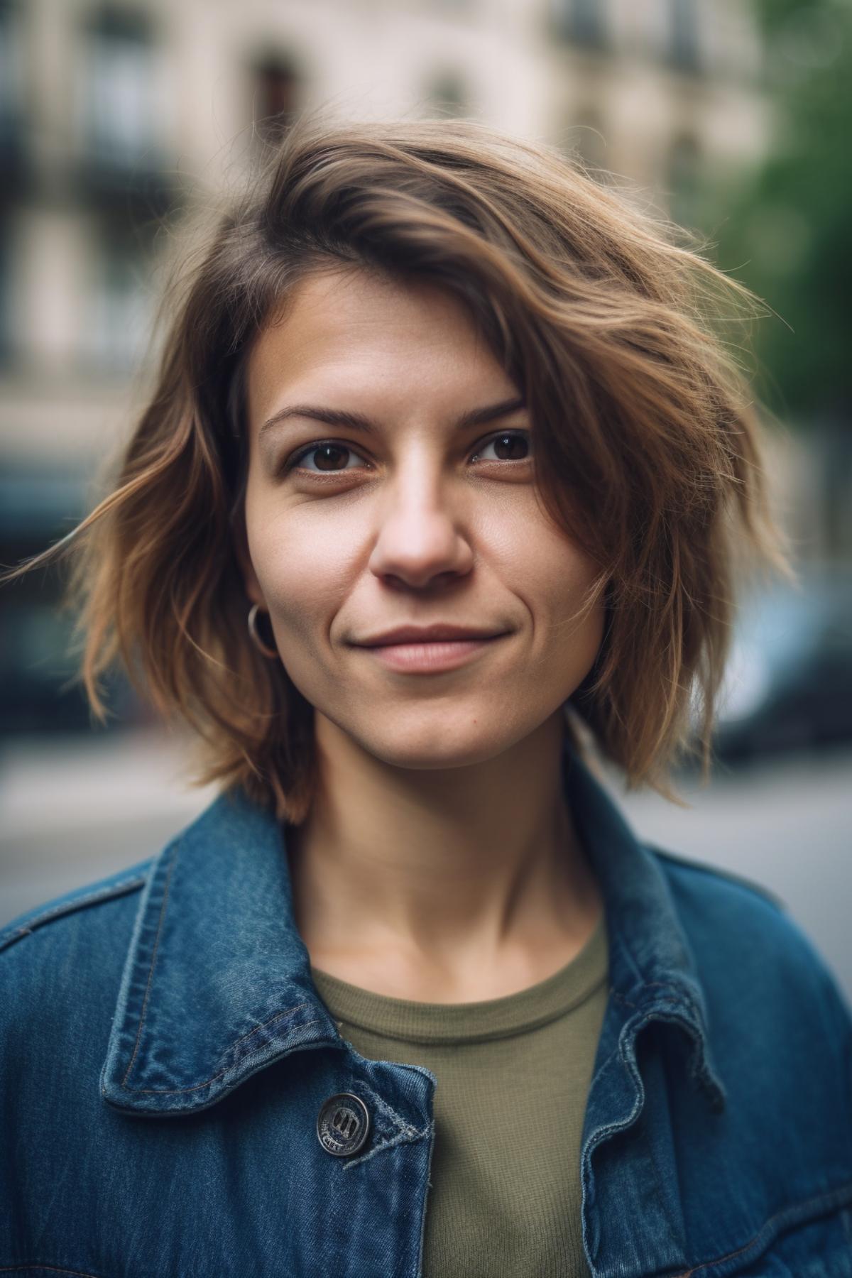 40 year old woman with pixy-bob fusion hairstyle with ombre coloring